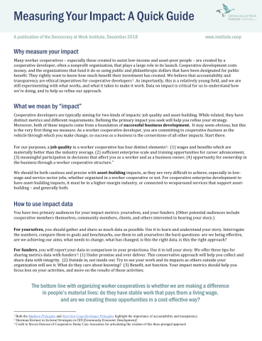"Measuring Your Impact: A Quick Guide" First Page Preview